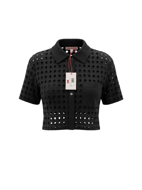 SOLID & STRIPED Tops - Solid and Striped The Cropped Cabana Shirt Blackout Eyelet Button Down Medium NW